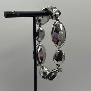 Sparkling Silver Glass Spinner Beaded Bracelet
